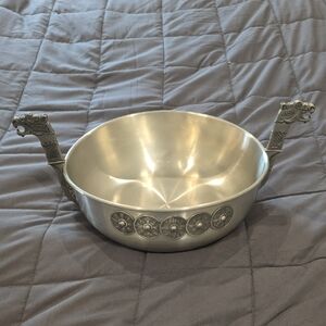 Norwegian Magnus Aase 1889, Silver Bowl with Ornate Handles.